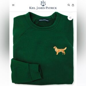 Kiel James Patrick Green Sweatshirt with Golden Dog Embroidery